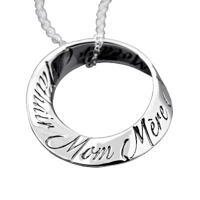 Mom In 10 Languages Sterling Silver Necklace