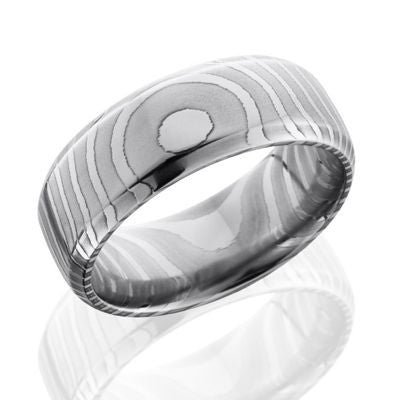 Damascus Steel Rings with a Tiger Striped Design.