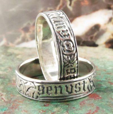 "Myn Gynst" (German ~ "My Heart") poesy rings in silver