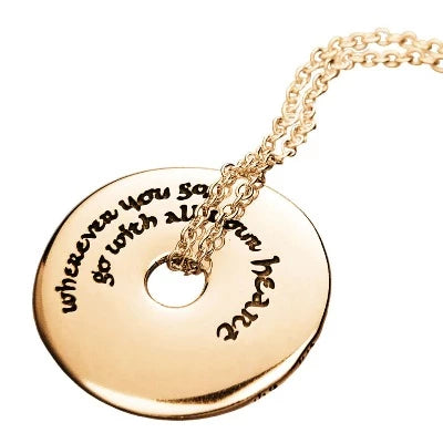 GO WITH ALL YOUR HEART - CONFUCIUS Sterling Silver or 14K Gold Necklace