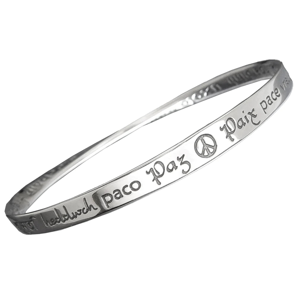 Peace In Forty Languages Bracelet in Sterling Silver or 14K Gold