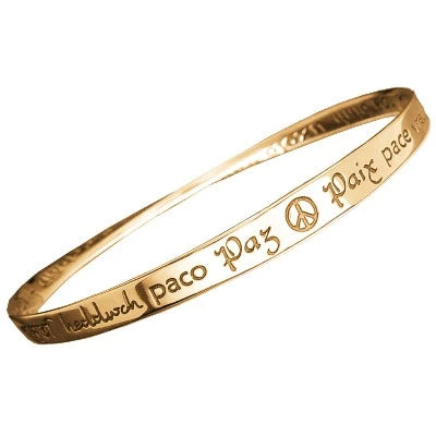 Peace In Forty Languages Bracelet in Sterling Silver or 14K Yellow Gold