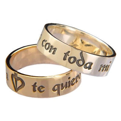 SPANISH: "TE QUIERO CON TODA MI ALMA" (I love you with all my soul) poesy ring