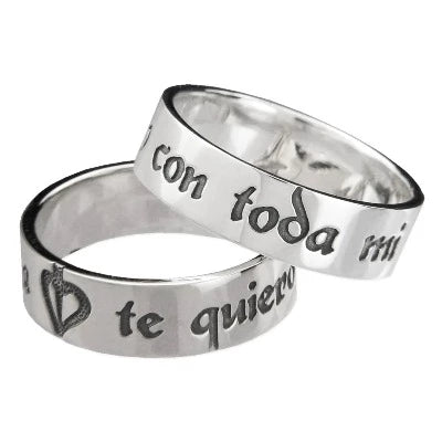 SPANISH: "TE QUIERO CON TODA MI ALMA" (I love you with all my soul) poesy ring
