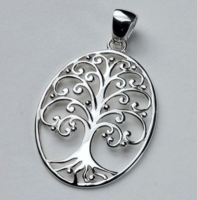 Sterling Silver "Tree of Life" Oval Pendant in 2 Sizes