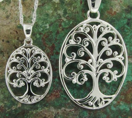 Sterling Silver "Tree of Life" Oval Pendant in 2 Sizes