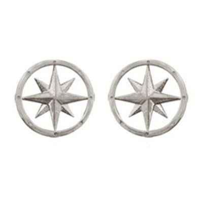 Sterling Silver Compass Rose Earrings in Post Style.