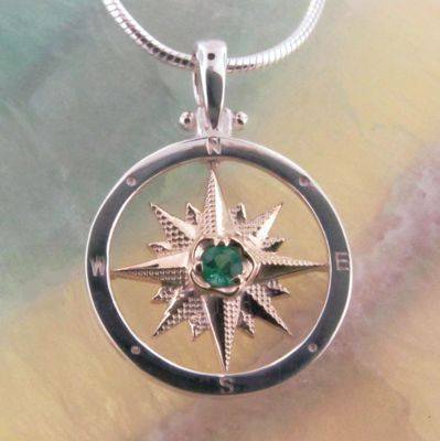 Compass Rose Pendant with Emerald from The Touch Jewelry collection. 