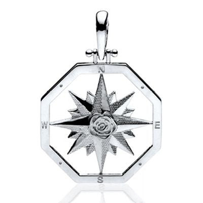 Compass Rose Jewelry.  Sterling Silver Pendants in 2 Sizes.