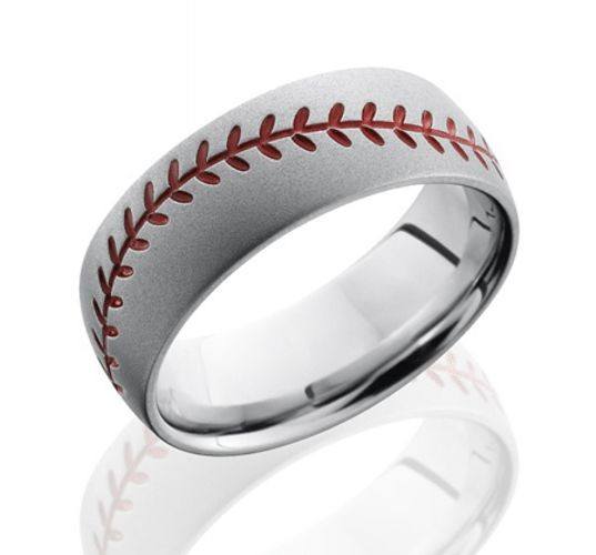 Lashbrook Baseball Ring in Cobalt Chrome with Red Stitching