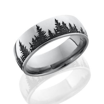 Lashbrook Ring Design.  Cobalt Chrome with Laser Carved Tree Pattern