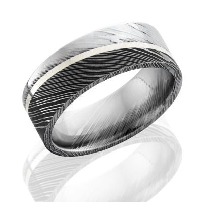 Damascus Rings with Sterling Silver Inlay