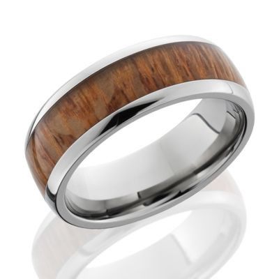 titanium rings with wood inlay