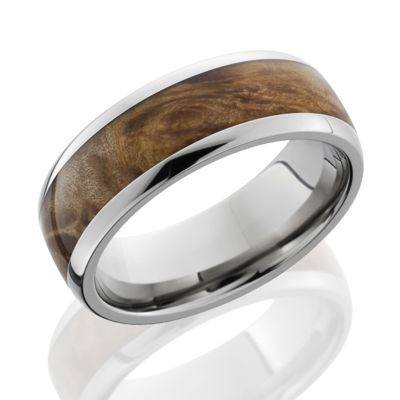 Titanium Wood Inlay Rings featuring Maple Burl Wood