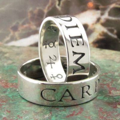 "Carpe Diem Ring" (seize the day).  Latin poesy rings in silver.  