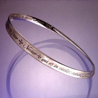  Sterling Silver Lord's Prayer Bracelet In Latin