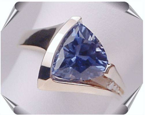 Created Sapphire and Diamond Ring from the Strellman's Delta Collection front view