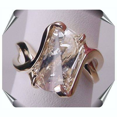 Strellman Lighthouse Ring with White Topaz in 14K