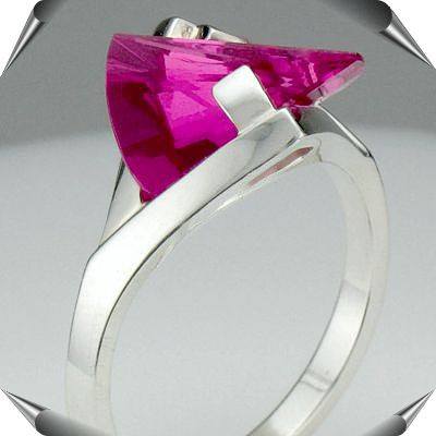 Lighthouse Lens Cut Pink Sapphire Ring
