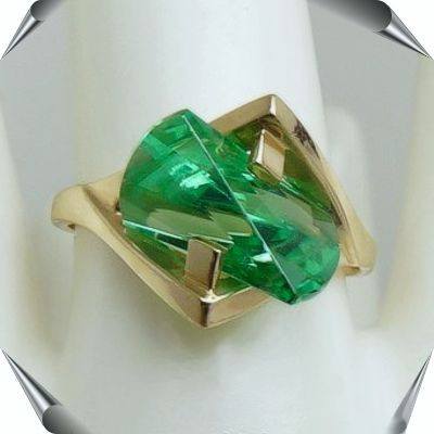 Green Garnet Lighthouse Lens Cut Ringd