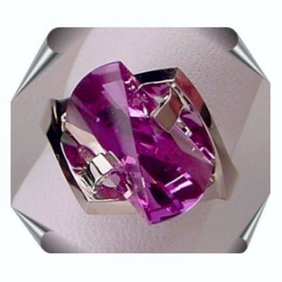 Lighthouse Cut Rings with Created Alexandrite in 14K Gold