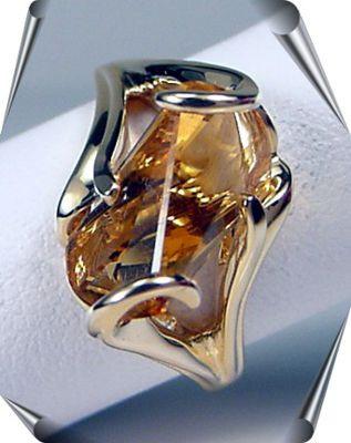 Lighthouse Cut Citrine Ring in Gold